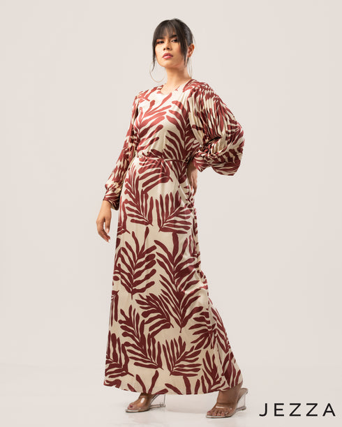 Printed Satin A-Line Dress 59251